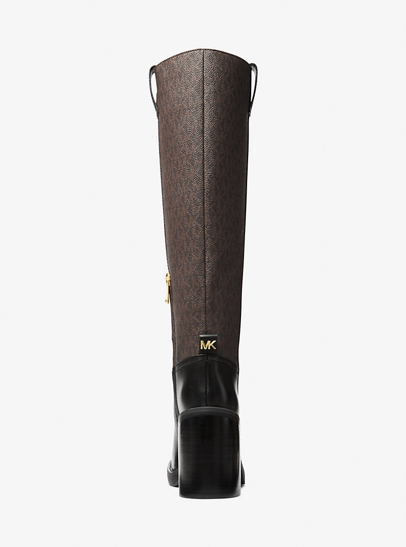 Houston Signature Logo and Leather Block Heel Boot 3