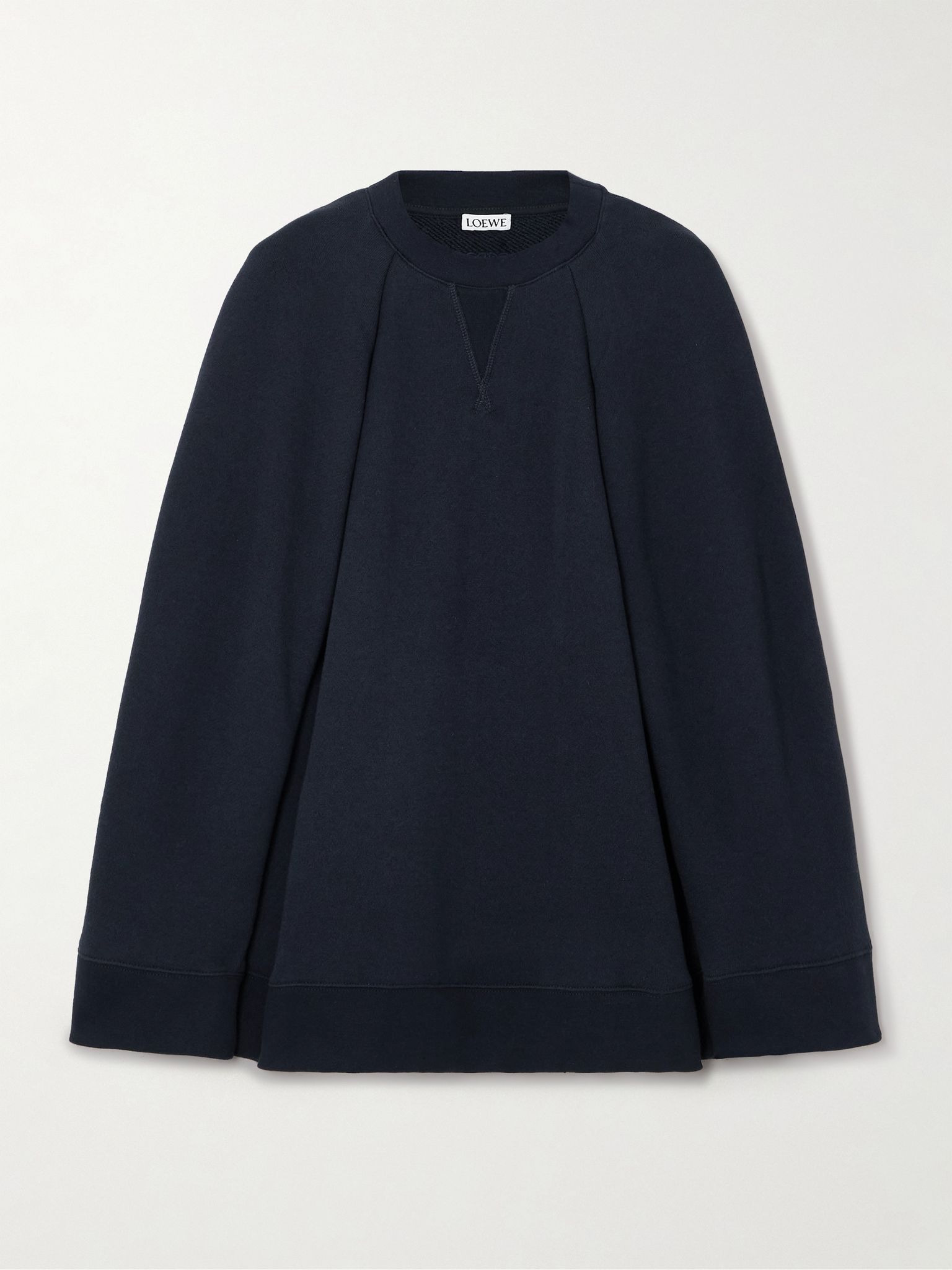 Cotton and cashmere-blend jersey poncho Navy - 1