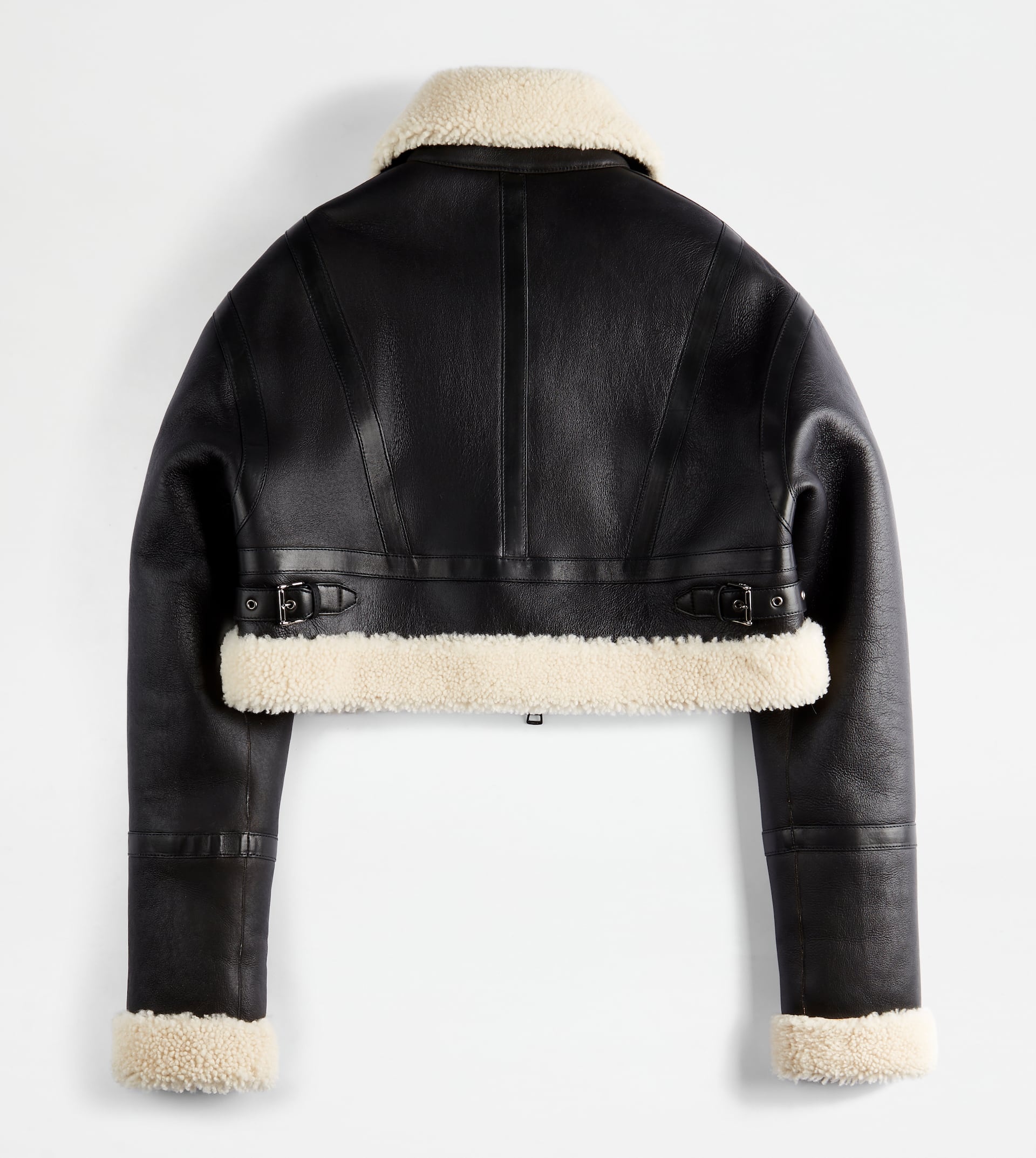AVIATOR JACKET IN SHEEPSKIN - BEIGE, BLACK - 8