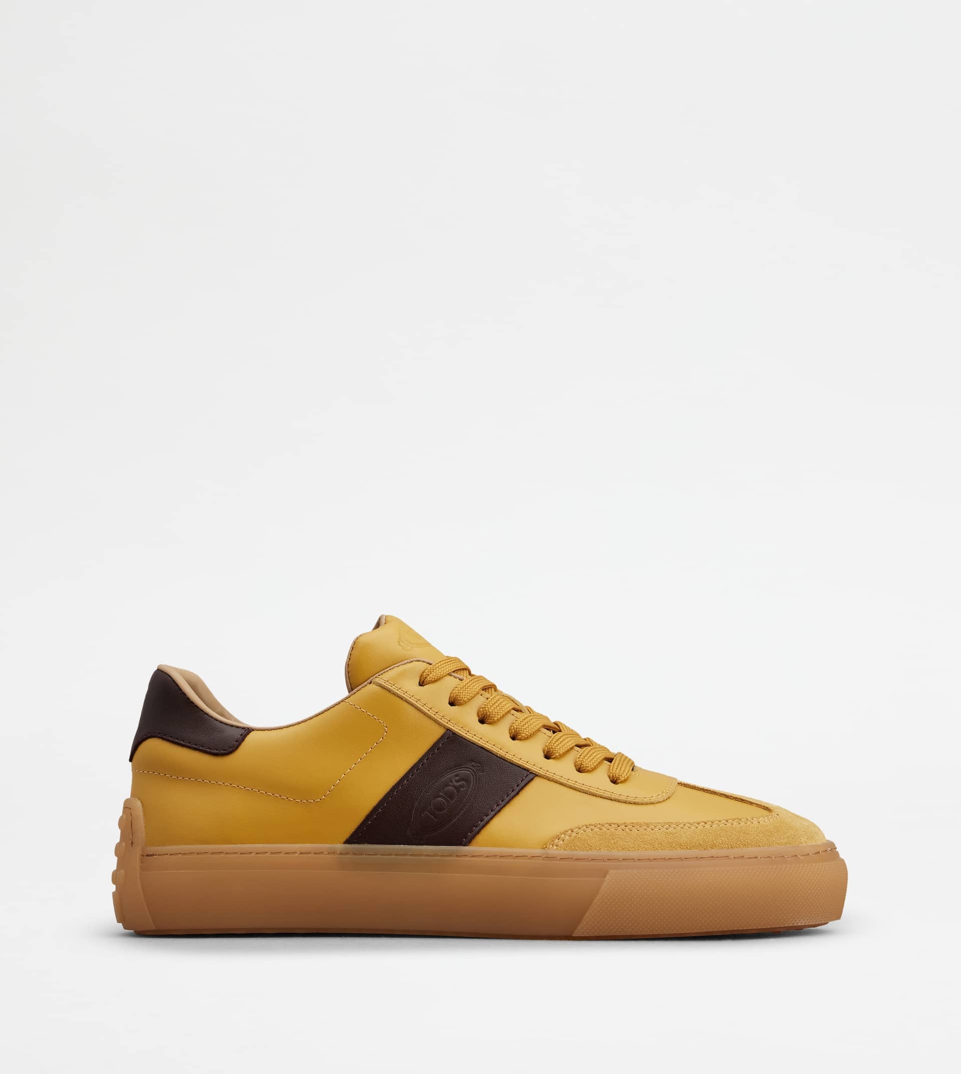 SNEAKERS IN LEATHER - YELLOW, BROWN - 1