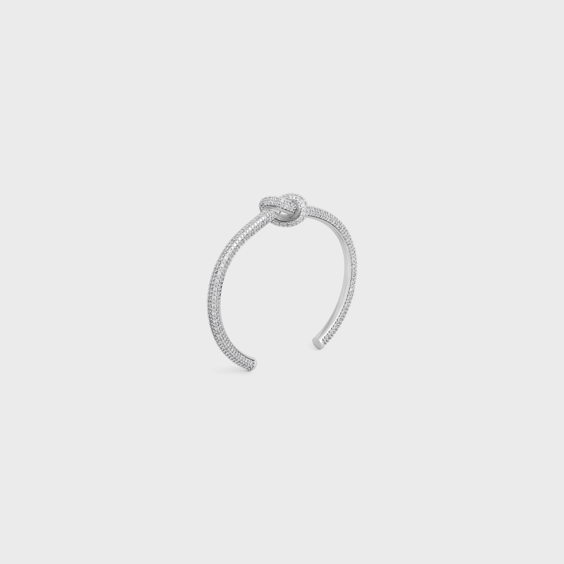 Knot Sparkle Cuff in Strass and Brass with Rhodium Finish - 2