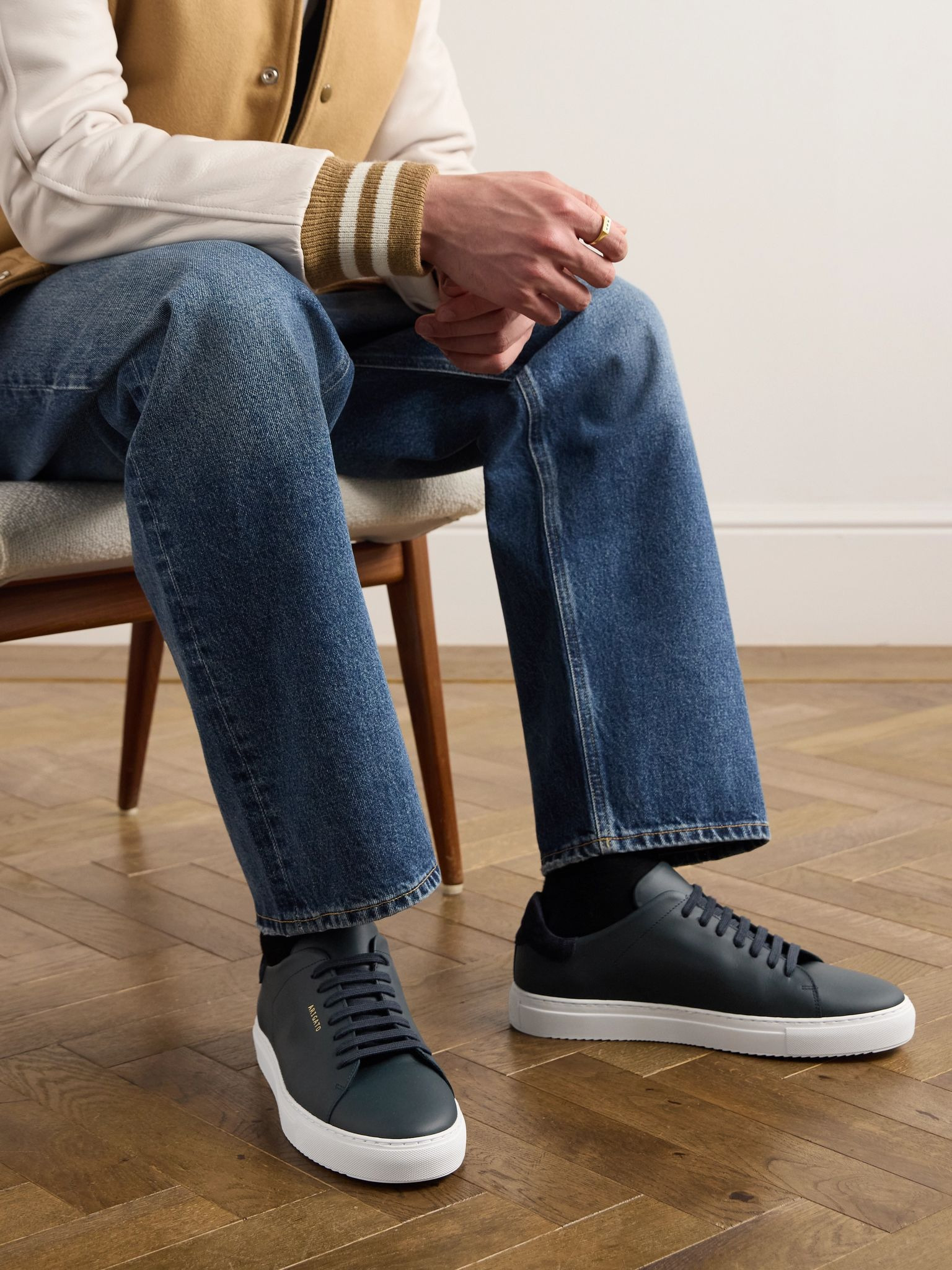 Clean 90 Suede-Trimmed Leather Sneakers Navy - 2