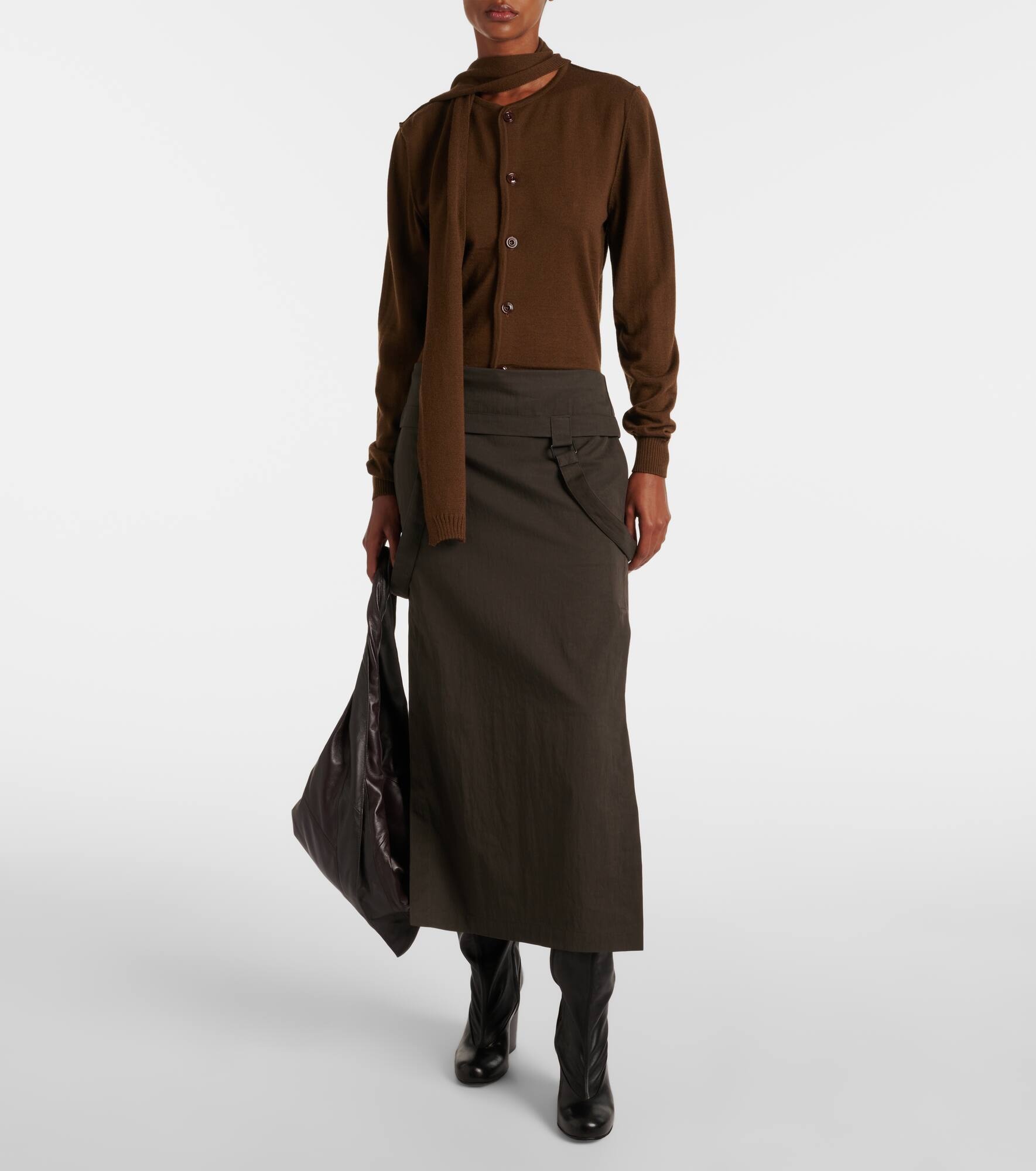 Cotton-blend midi skirt - 7