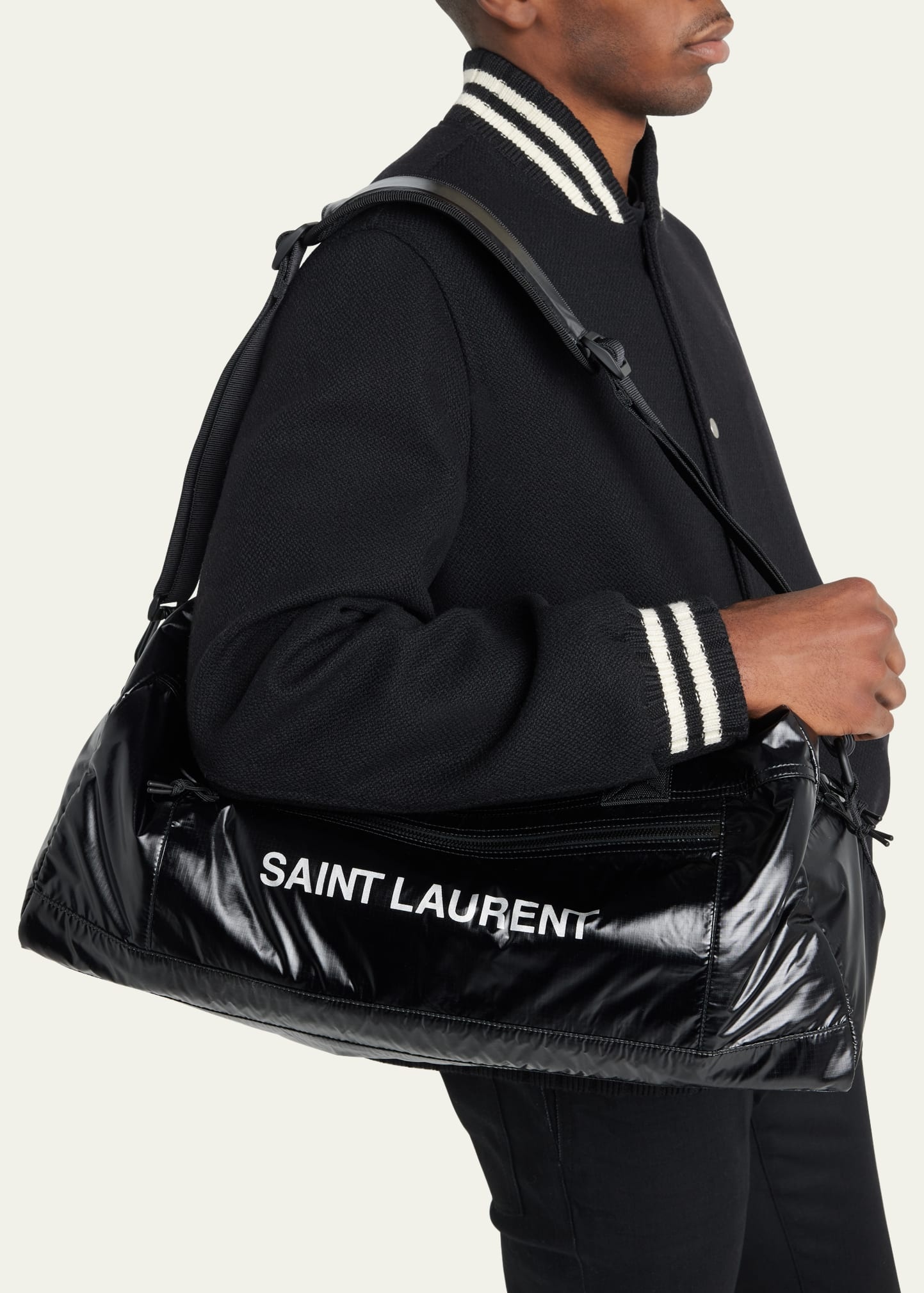 SAINT LAURENT Men s YSL Sport Nylon Logo Duffel Bag bergdorfgoodman REVERSIBLE