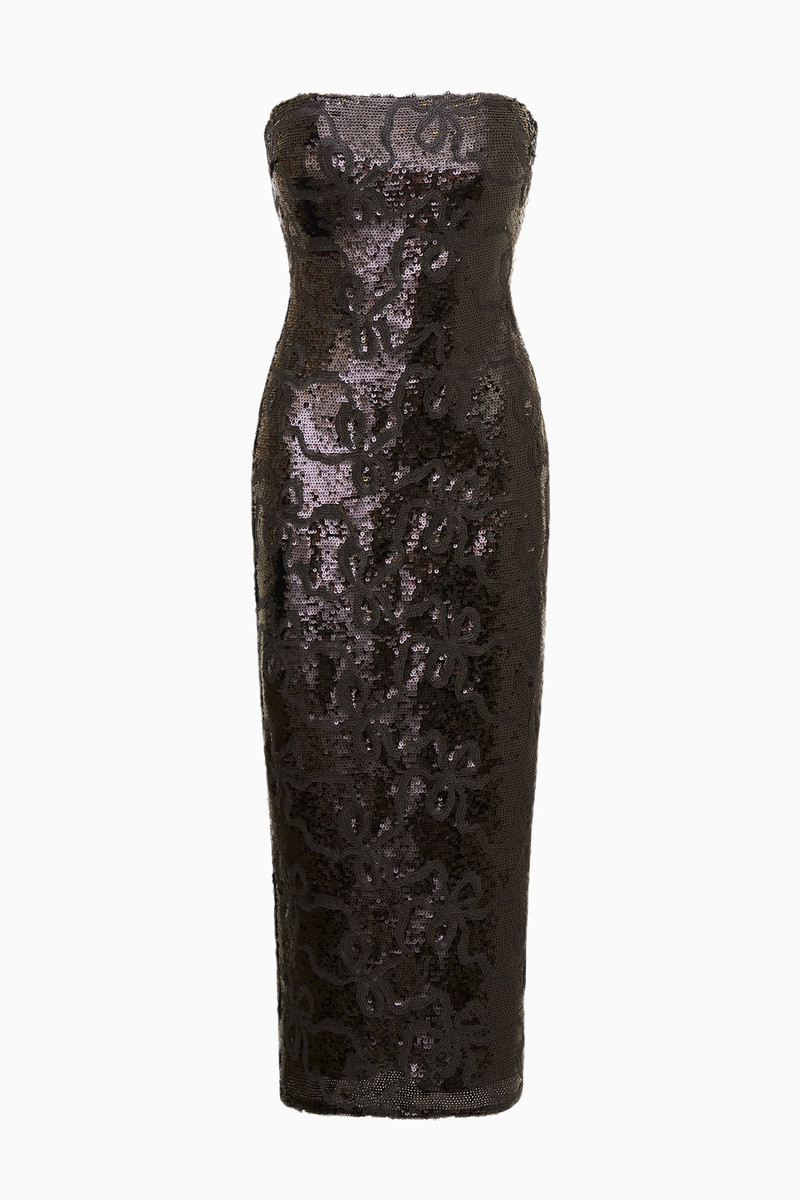 Stasia Sequin Winding Bow Midi Dress 7