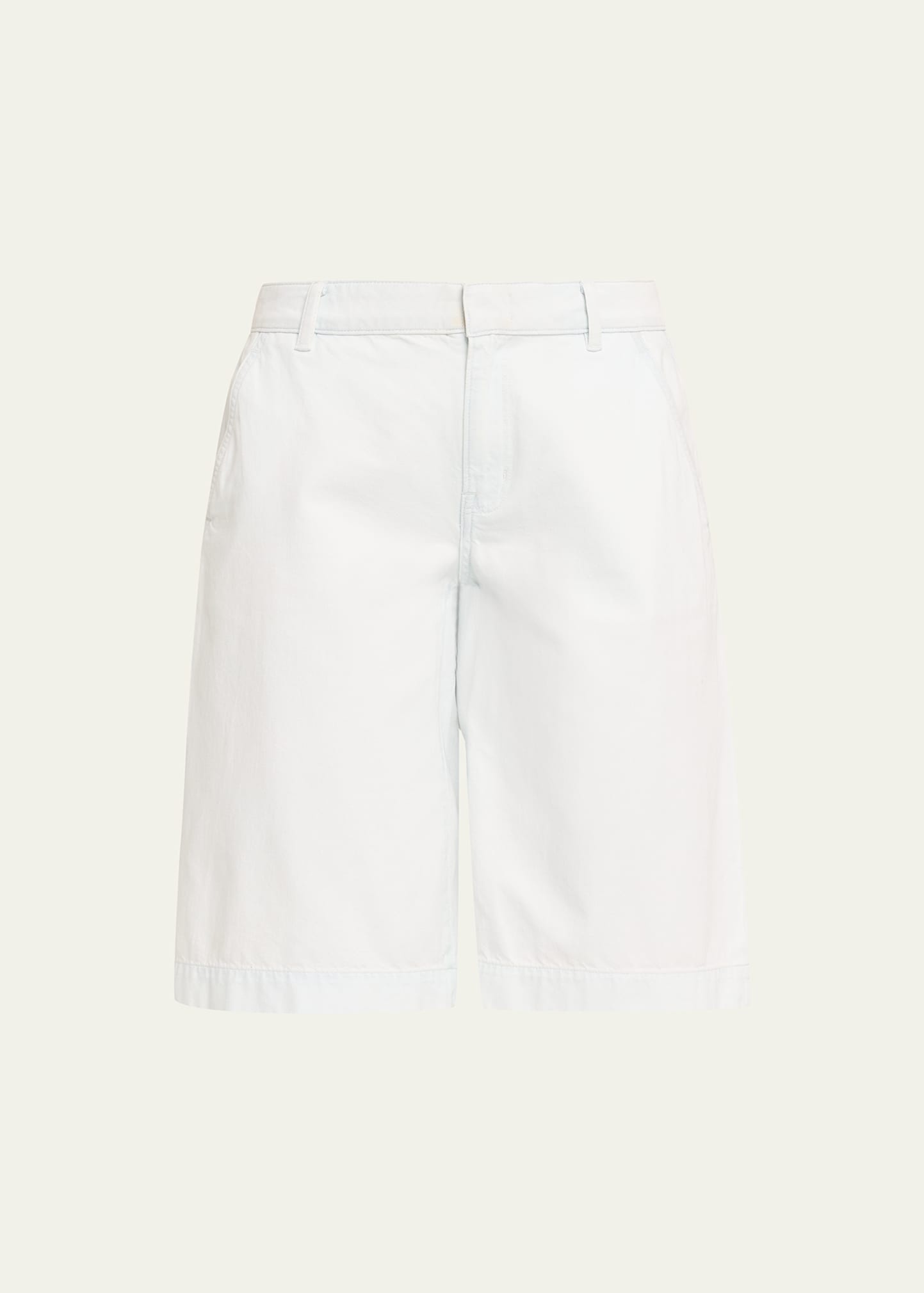 Relaxed Cotton Twill Long Shorts - 1