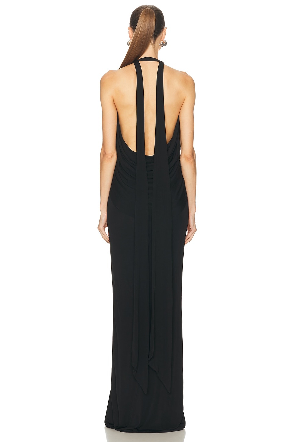 Lavalliere Draped Jersey Halter Dress - 3