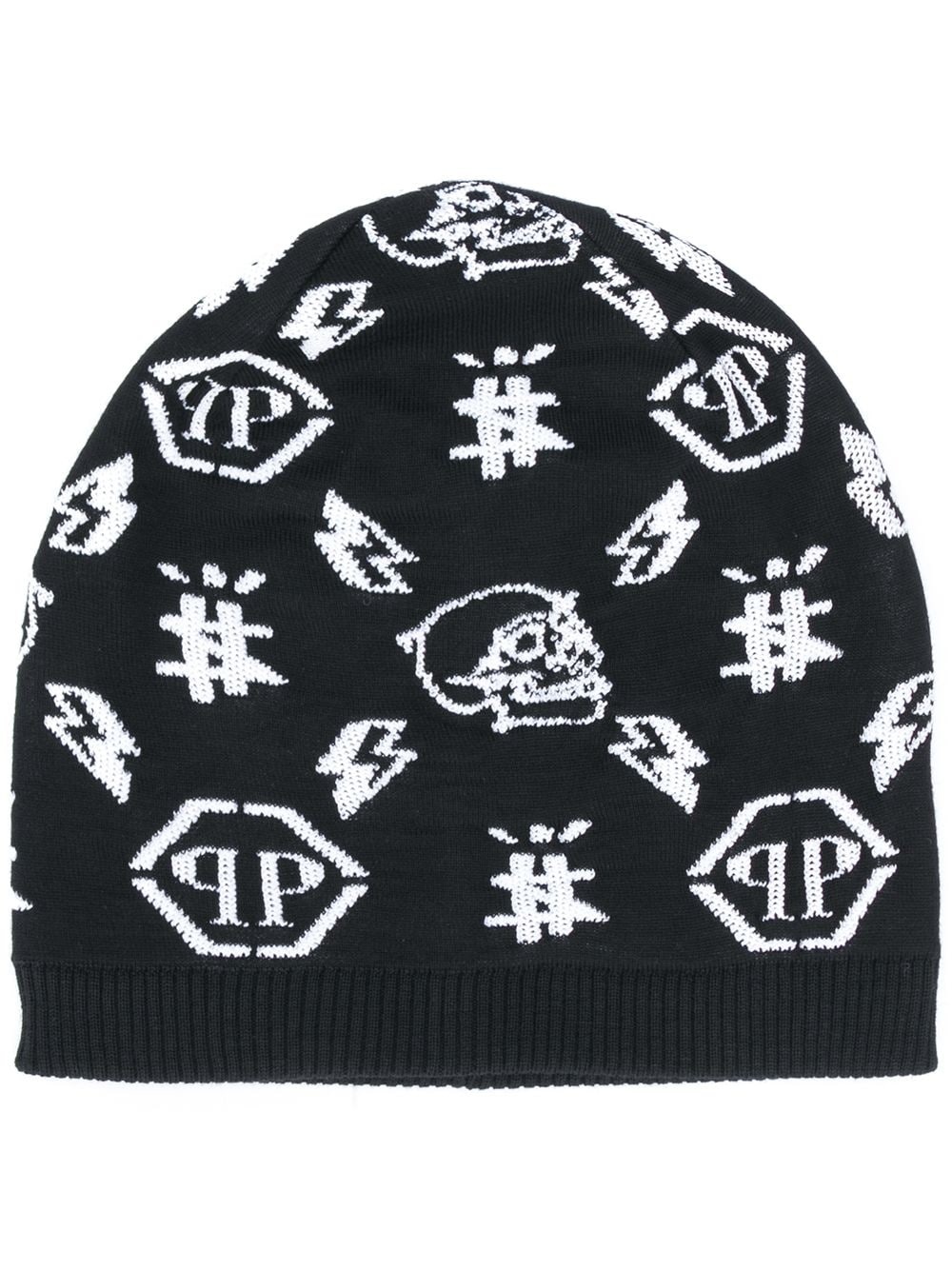 monogram intarsia beanie - 1