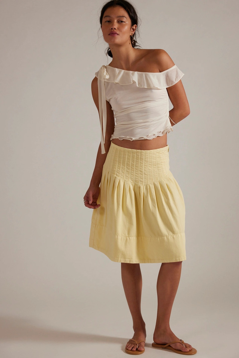 We The Free Peyton Pintuck Denim Midi Skirt 1