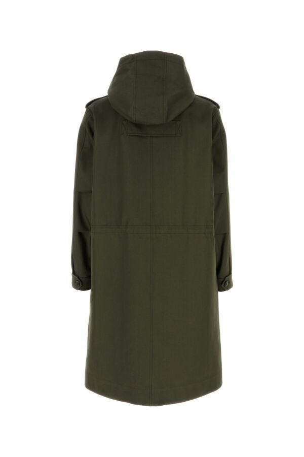Valentino Garavani Men Army Green Cotton Trench Coat - 2