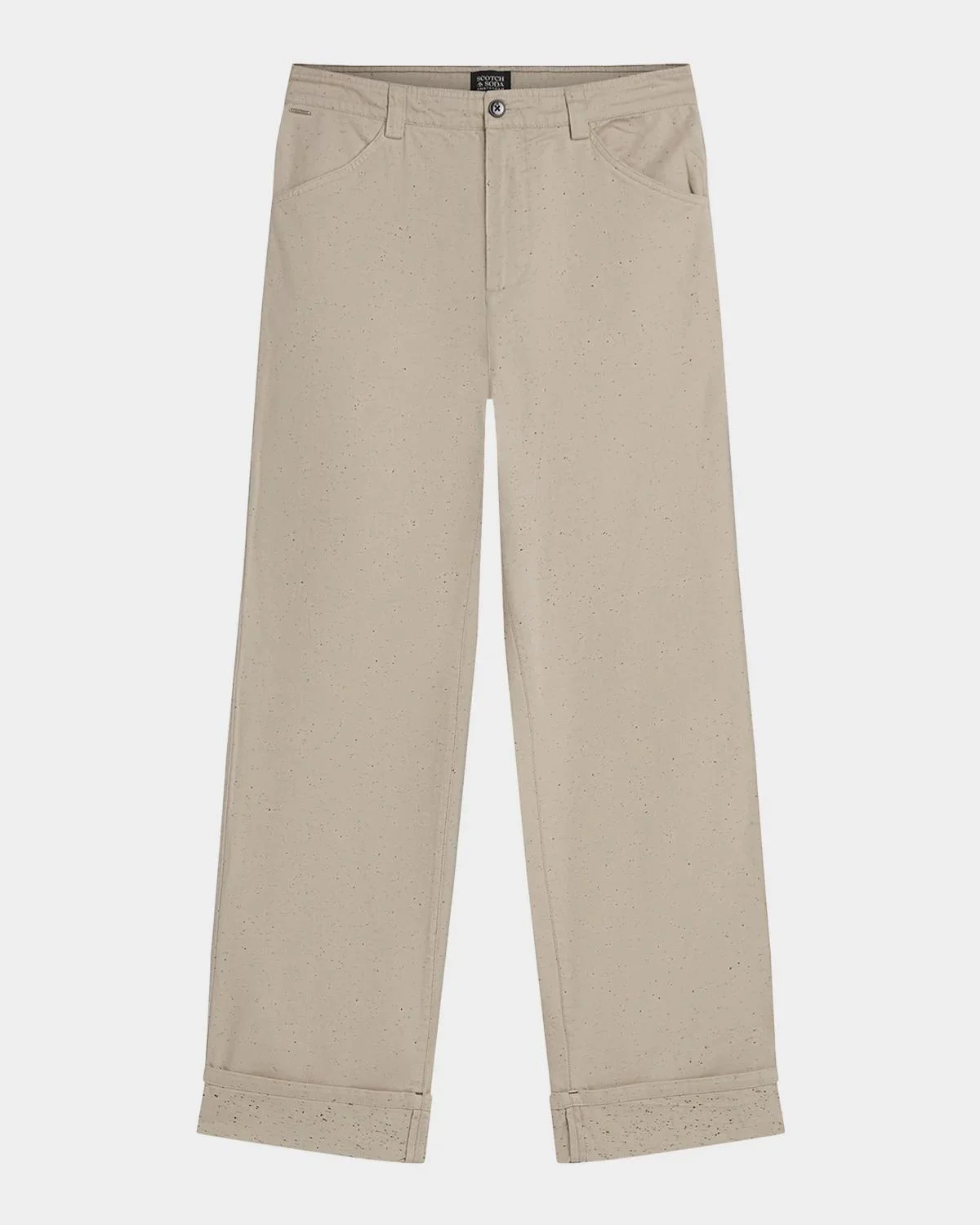 Men's Speckled Cotton-Blend Loose Straight-Leg Pants - 1