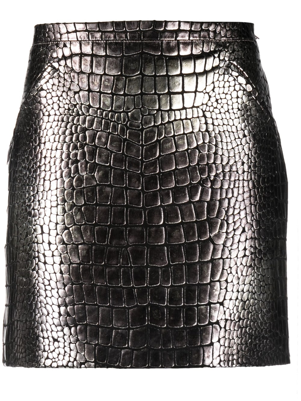 croc-effect metallic leather miniskirt - 1