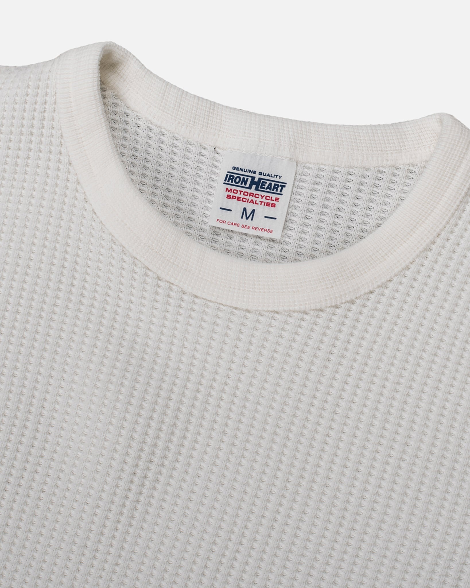 IHTL-1301-WHT Waffle Knit Long Sleeved Crew Neck Thermal Top - White - 4