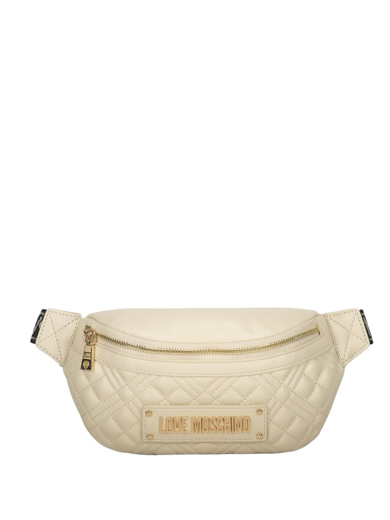 logo-plaque quilted belt bag 1