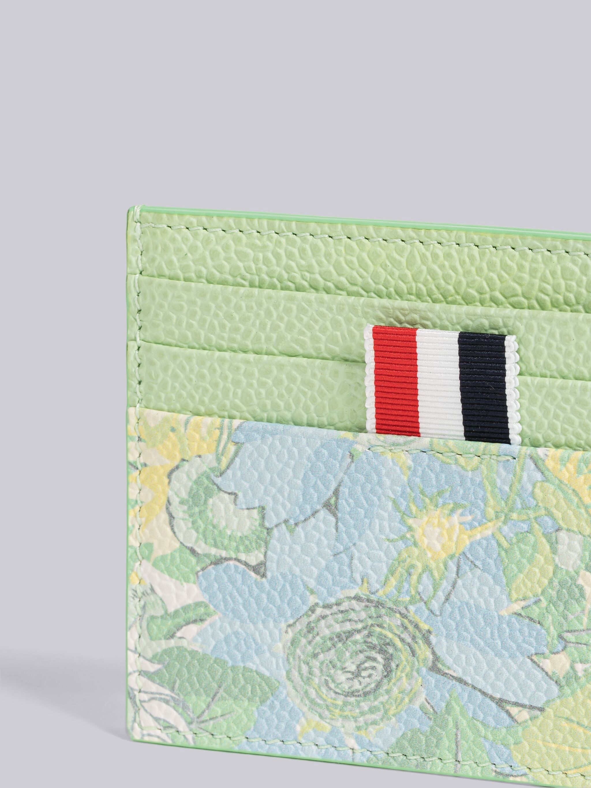 PEBBLE GRAIN LEATHER FLOWER PRINT SINGLE CARD HOLDER - 2
