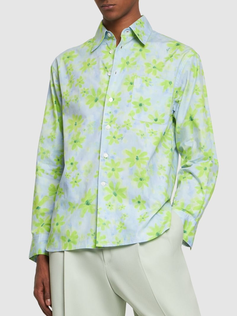 Flower print cotton poplin shirt - 3