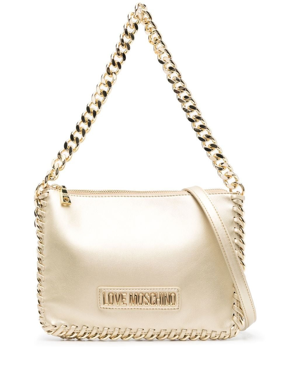 chain-link trim shoulder bag - 1