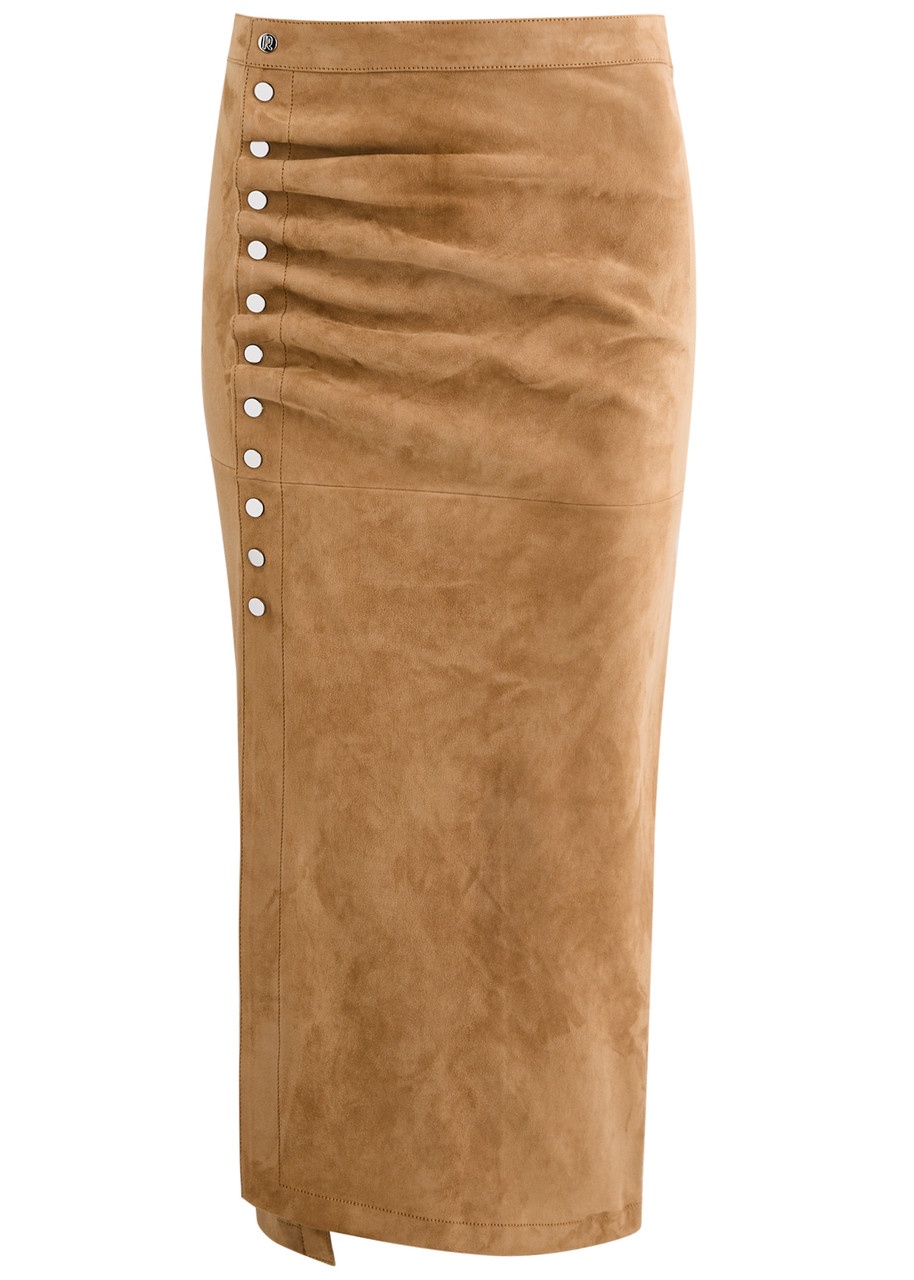 Rabanne Ruched Suede Midi Skirt - 1