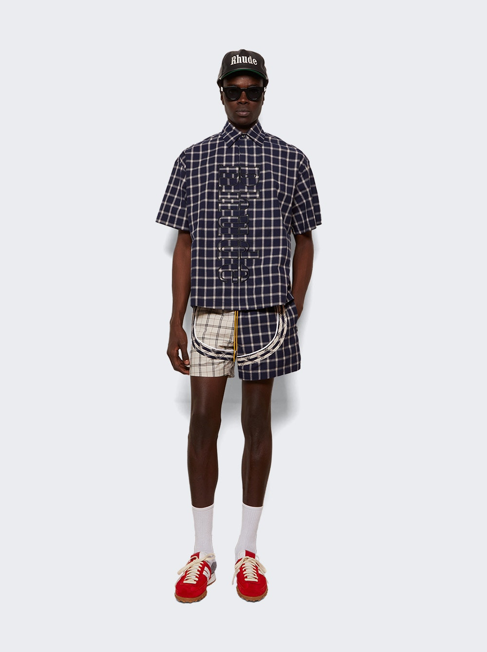 Center Logo Button Up Shirt Navy And White - 5