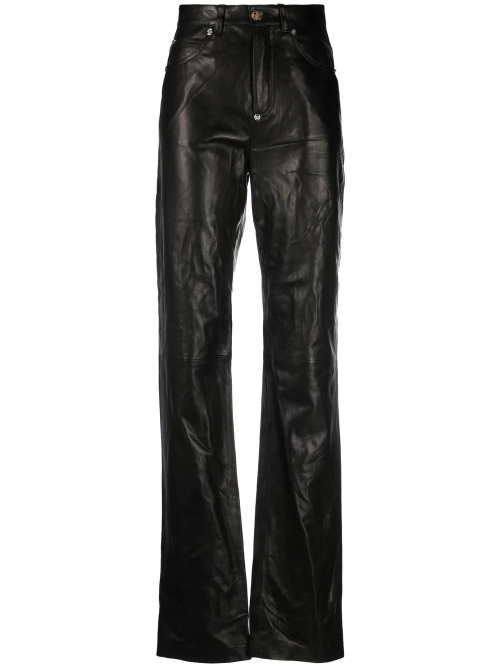 straight-leg lambskin trousers - 1