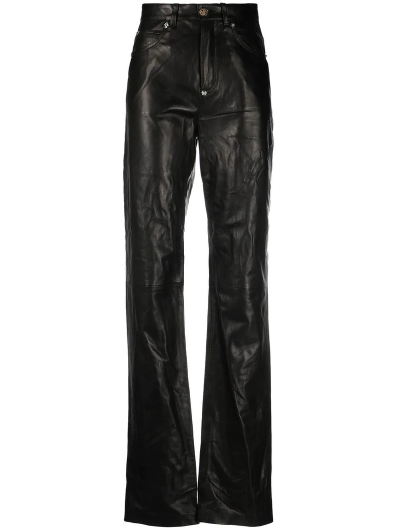 straight-leg lambskin trousers 1