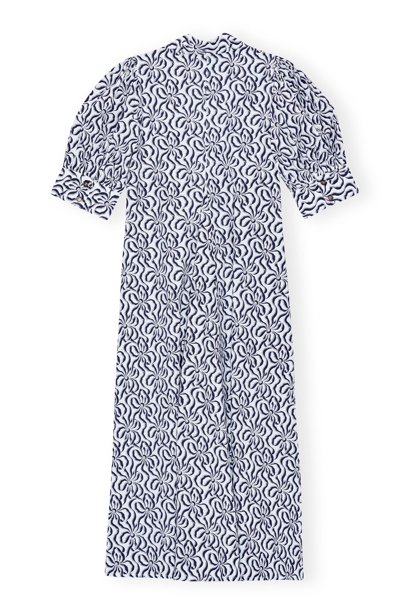 PRINTED COTTON POPLIN V-NECK LONG DRESS - 2