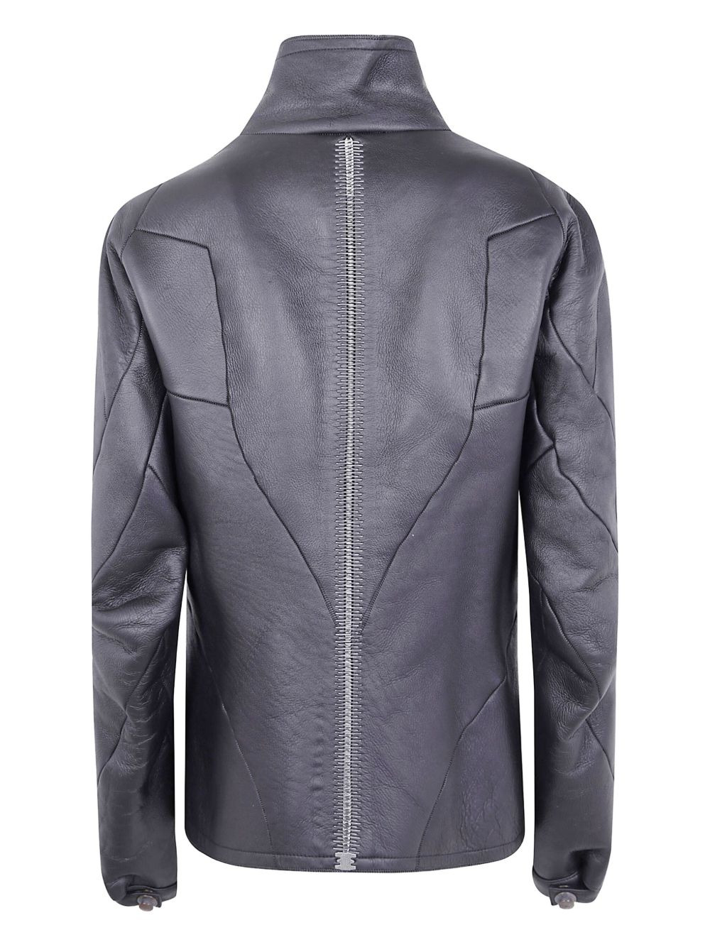 zip-front leather jacket - 2