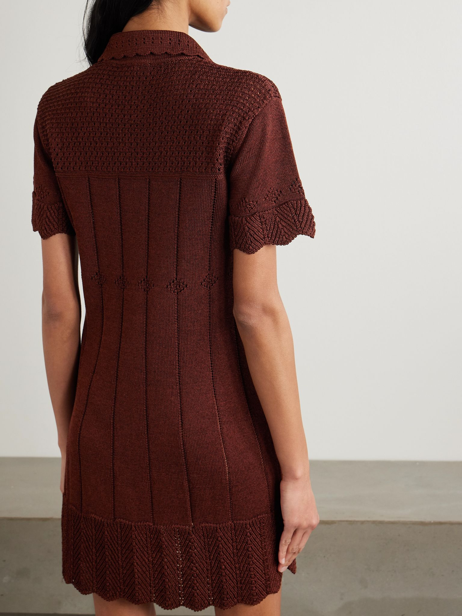 Chimère Onirique open-knit cotton-blend dress Chocolate - 3