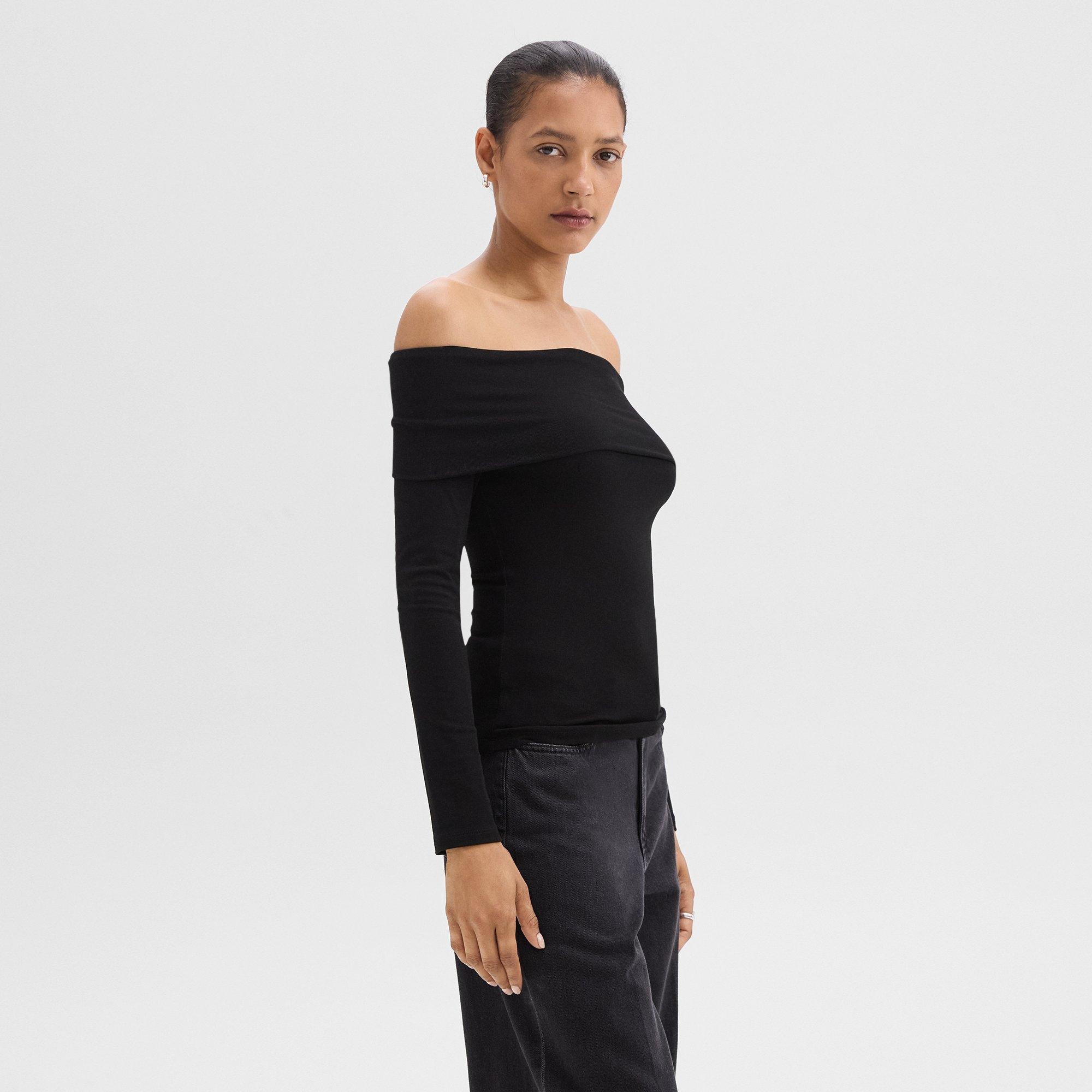 Off-the-Shoulder Top in Ribbed Viscose - 3
