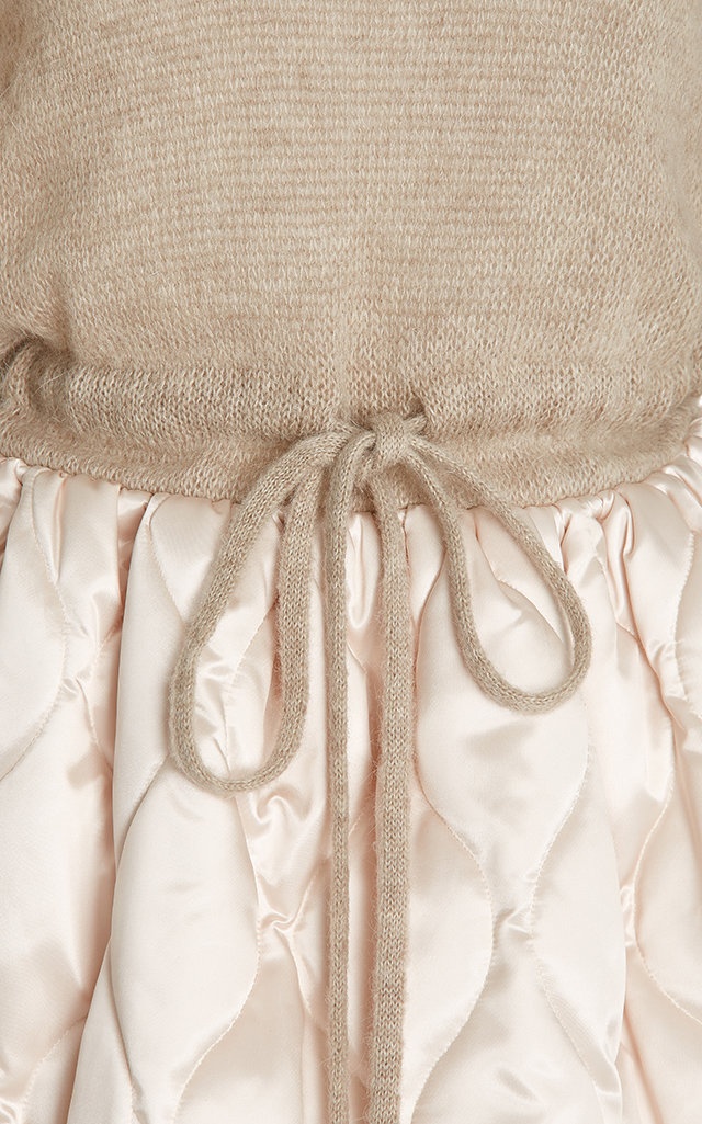 Miu Miu Quilted Nylon and Mohair-Blend Mini Dress neutral