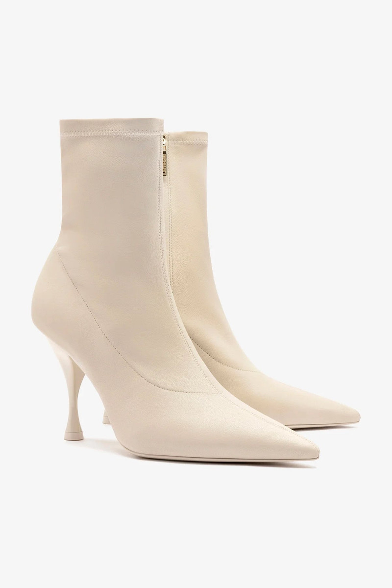 Mini Georgia Boot In Off White Stretch Leather 3