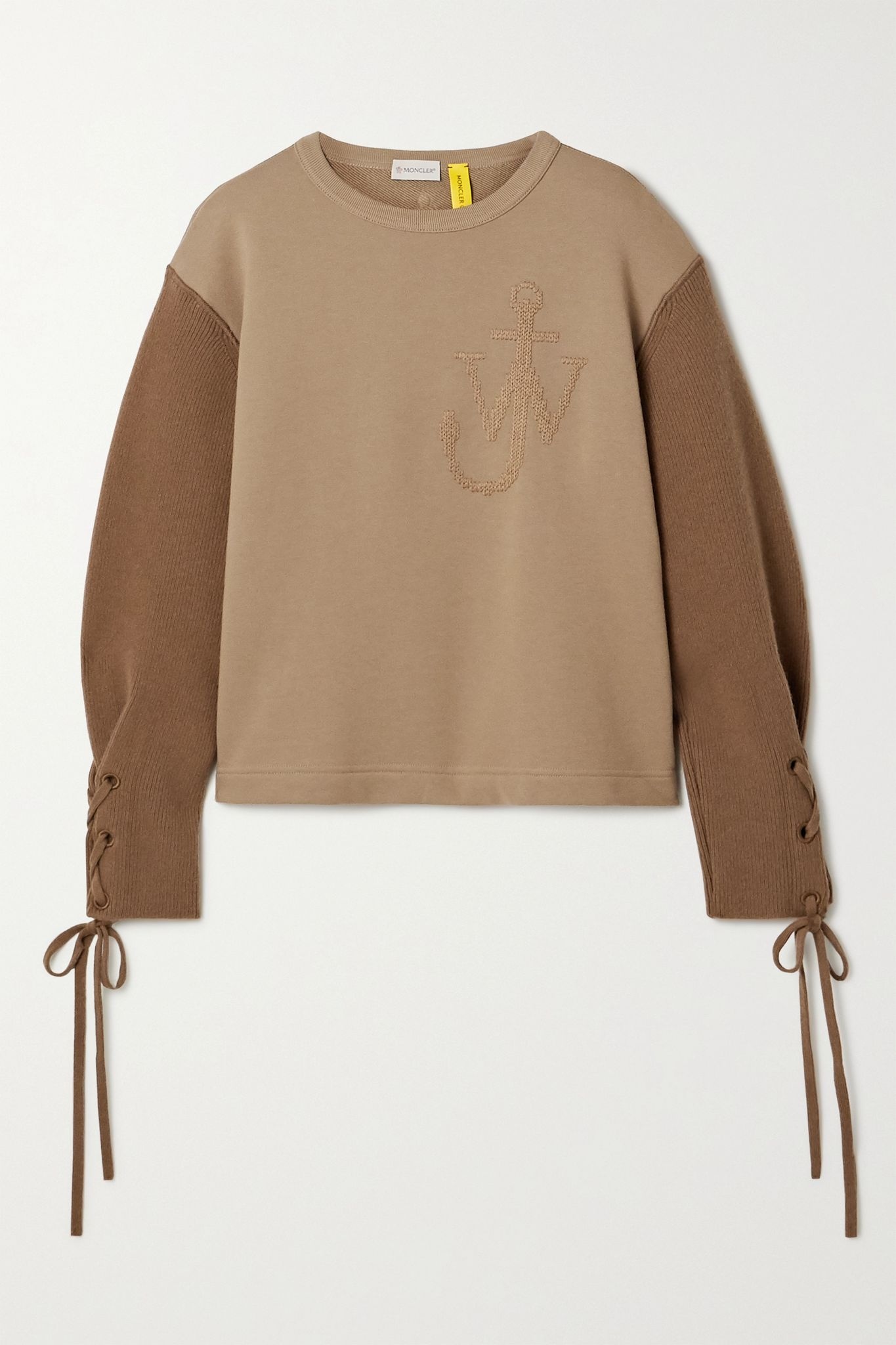 + 1 JW Anderson two-tone embroidered cotton-jersey and wool top - 1