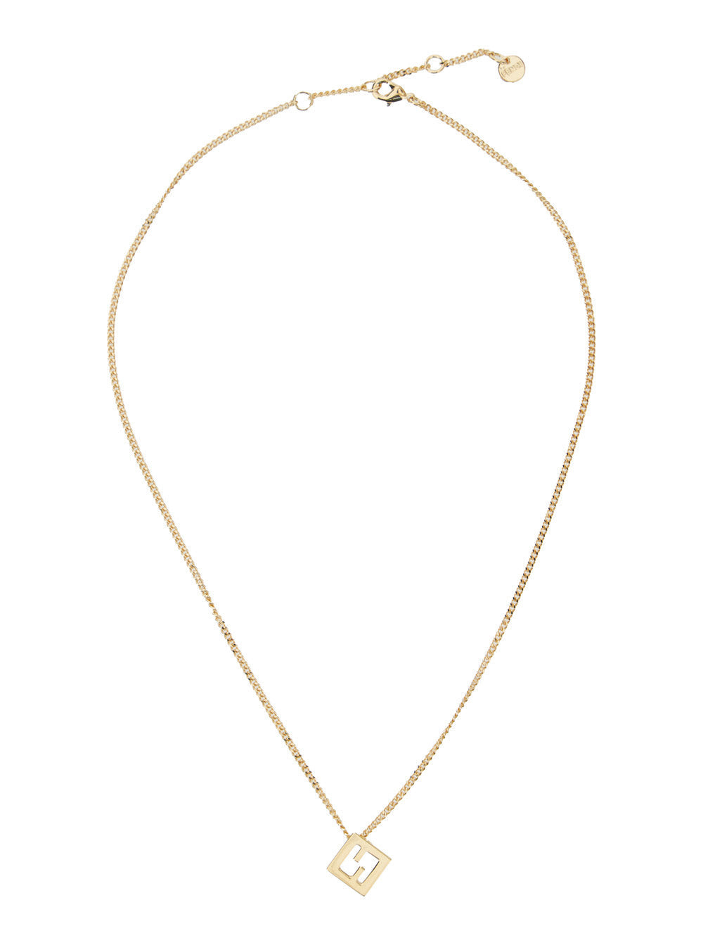 Fendi Women Metallic Necklace With Ff Plaque Pendant And Adjustable Clip Clasp Closure In Bronze Wom - 1