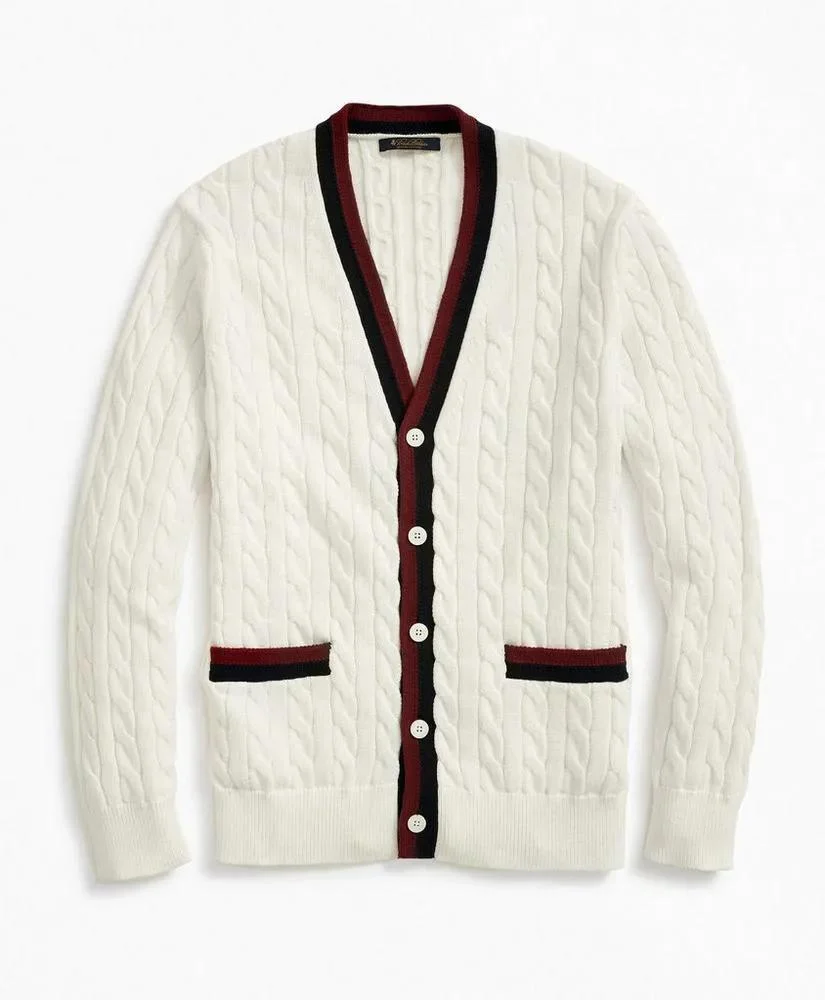 Vintage-Inspired Supima® Cotton Tennis Cardigan - 1