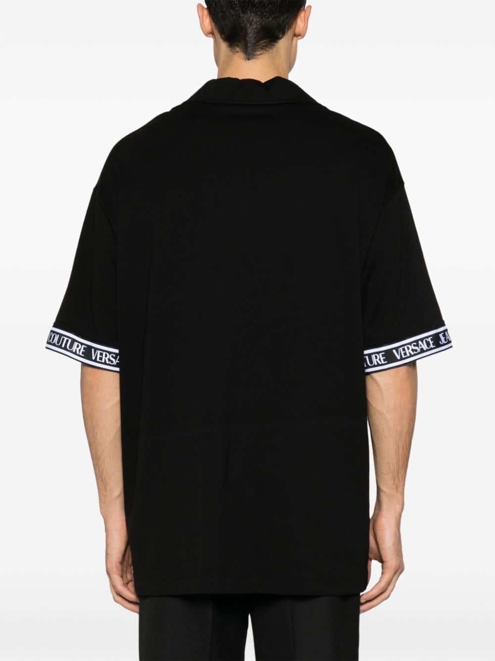 logo-tape cotton polo shirt - 4