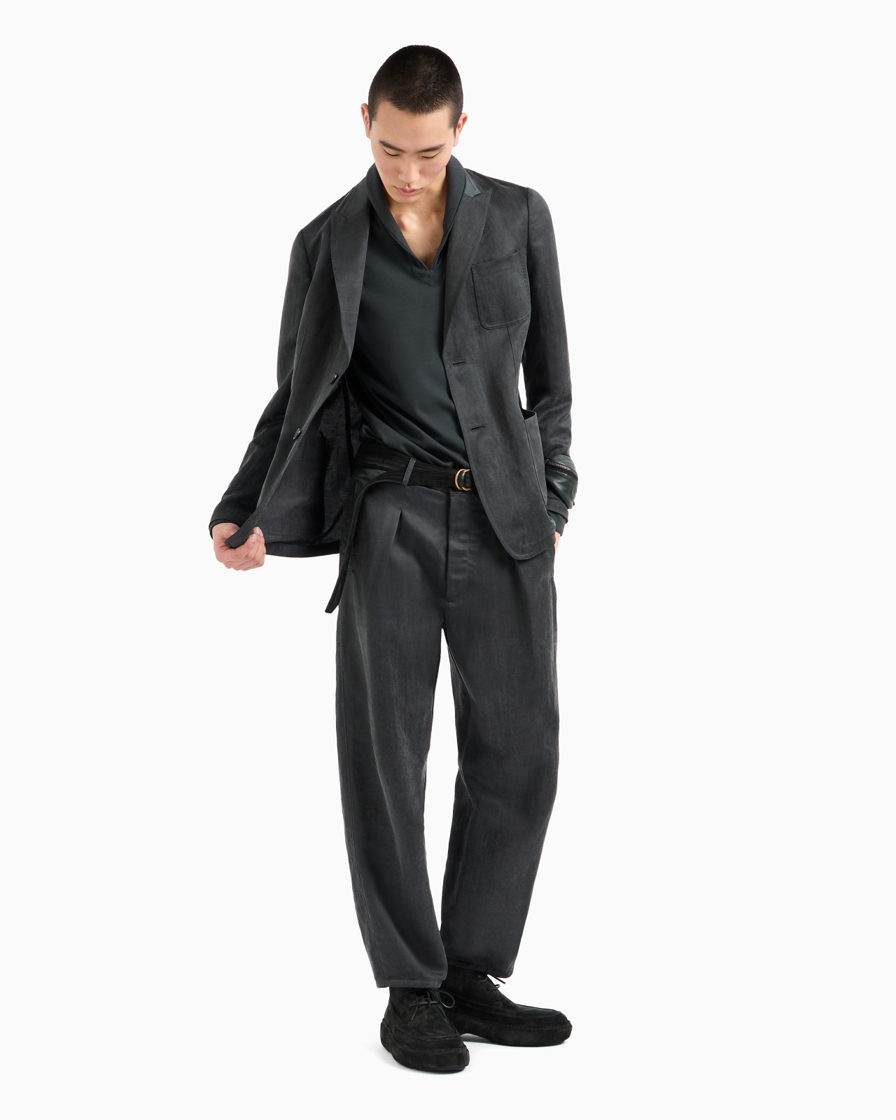 COTTON AND CASHMERE INTERLOCK LONG-SLEEVED POLO SHIRT - 2