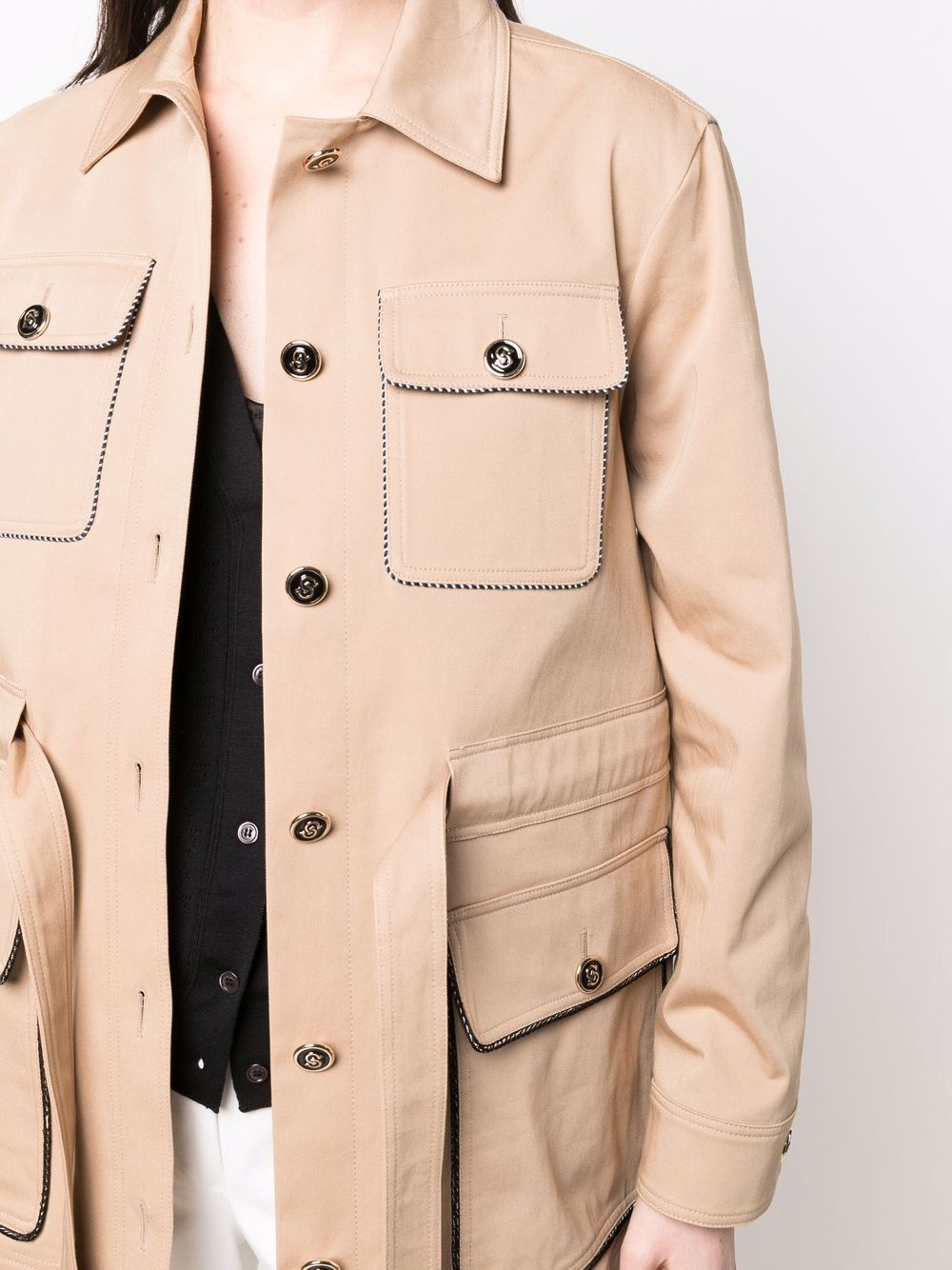 pocket-detail belted jacket - 5