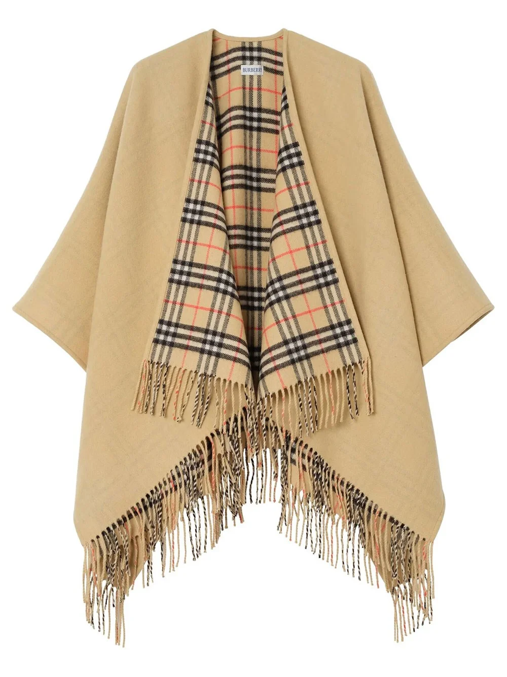 REVERSIBLE CHECK WOOL CAPE - 1
