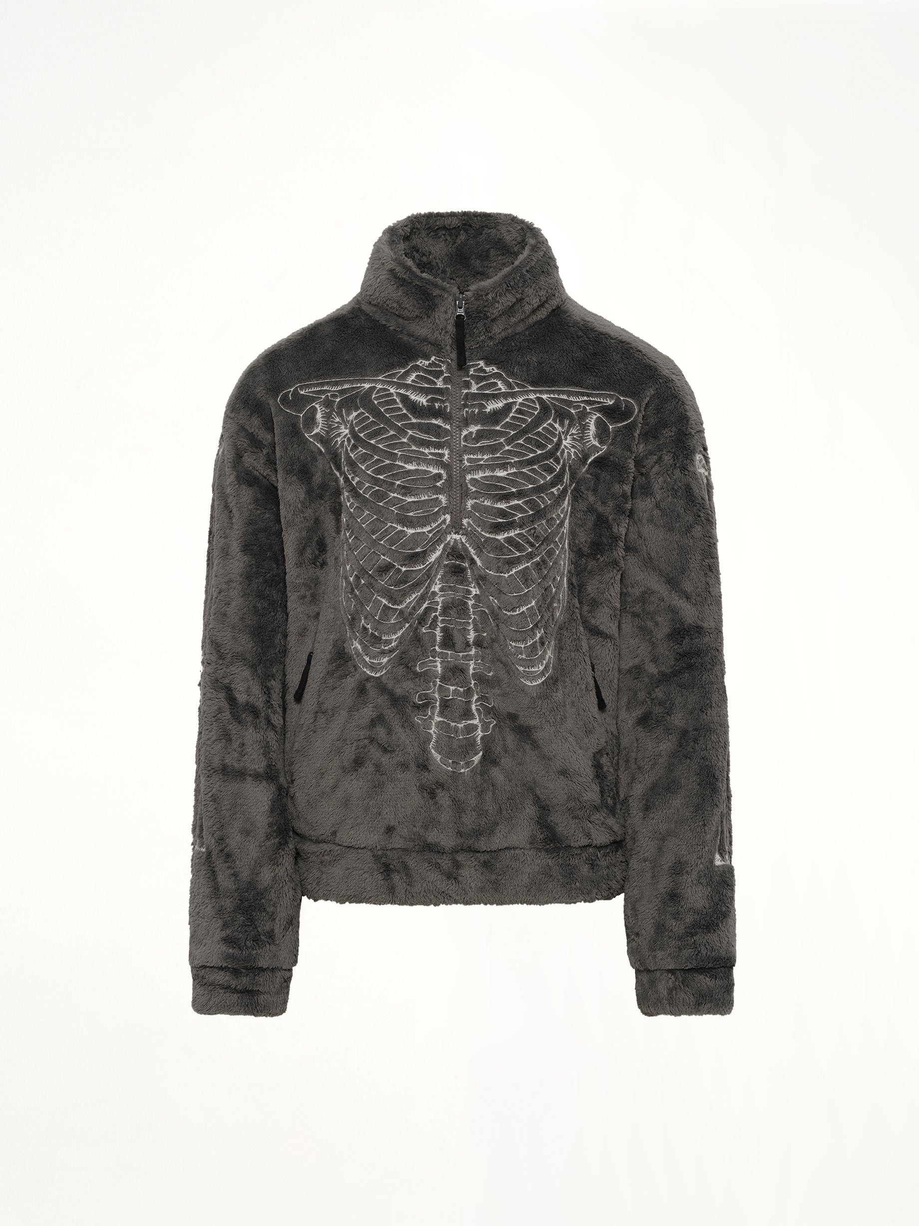 Glow in the dark Skelton Fleece Jacket in Grey - 2