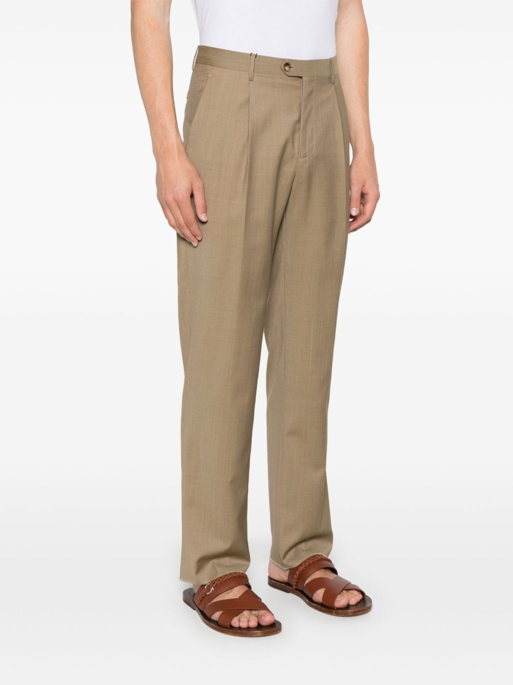 pleat-detailing wool trousers - 3