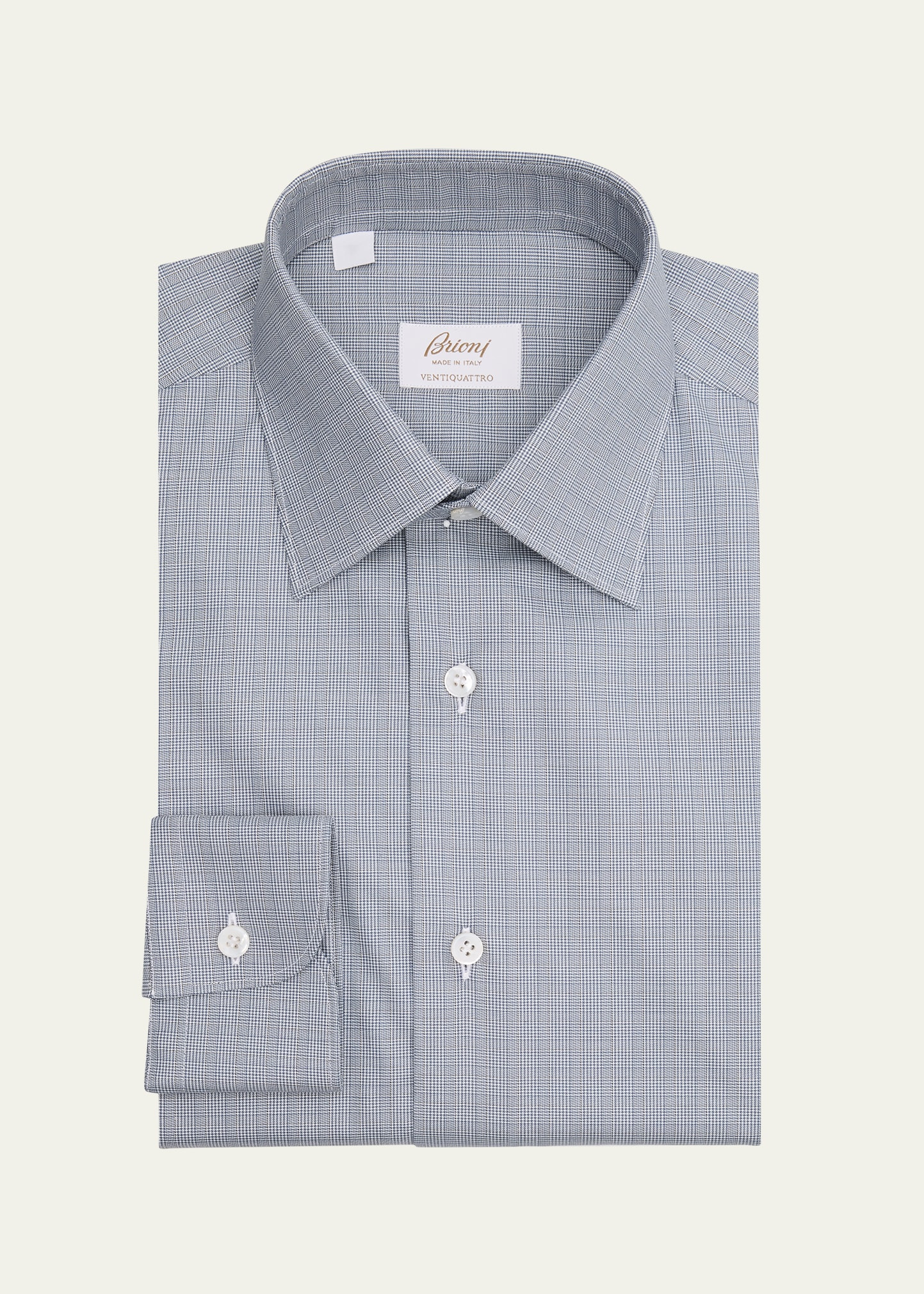 Men's Ventiquattro Cotton Micro-Plaid Dress Shirt - 1