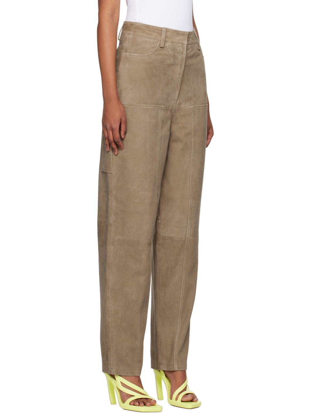 Brown Tapered Leather Pants - 2