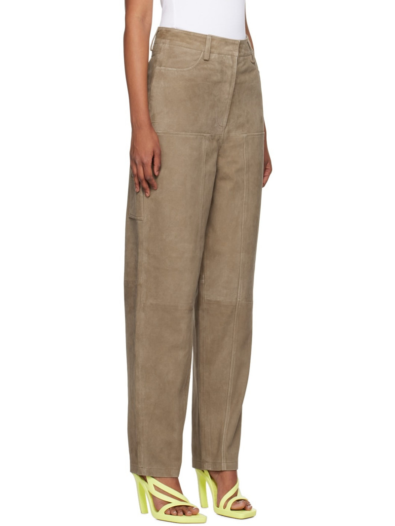 Brown Tapered Leather Pants 2