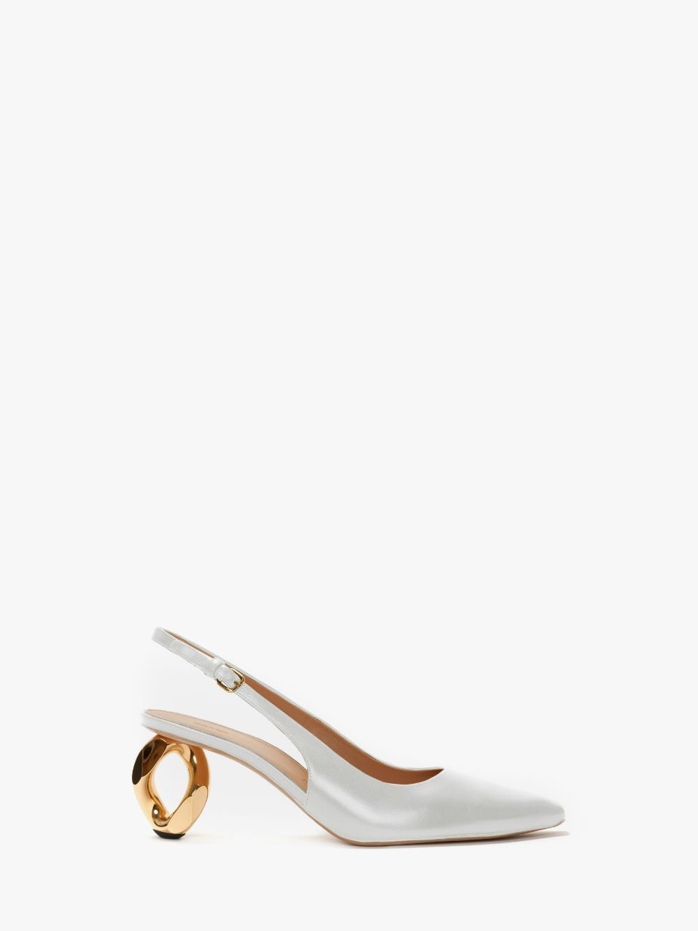 SQUARE TOE CHAIN HEEL SLINGBACK PUMPS - 1