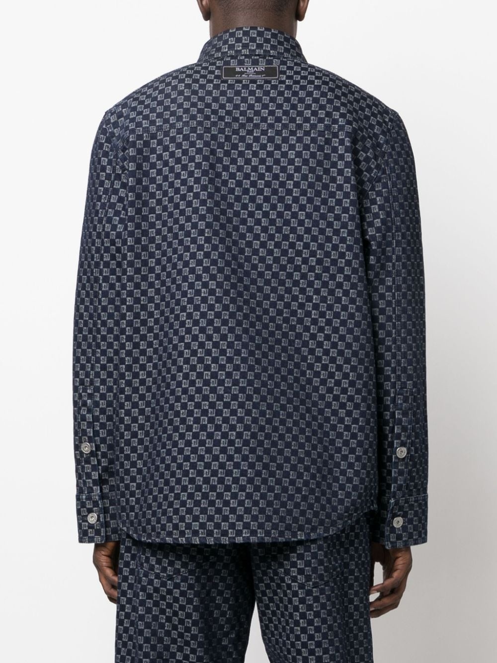 monogram-jacquard denim shirt - 4