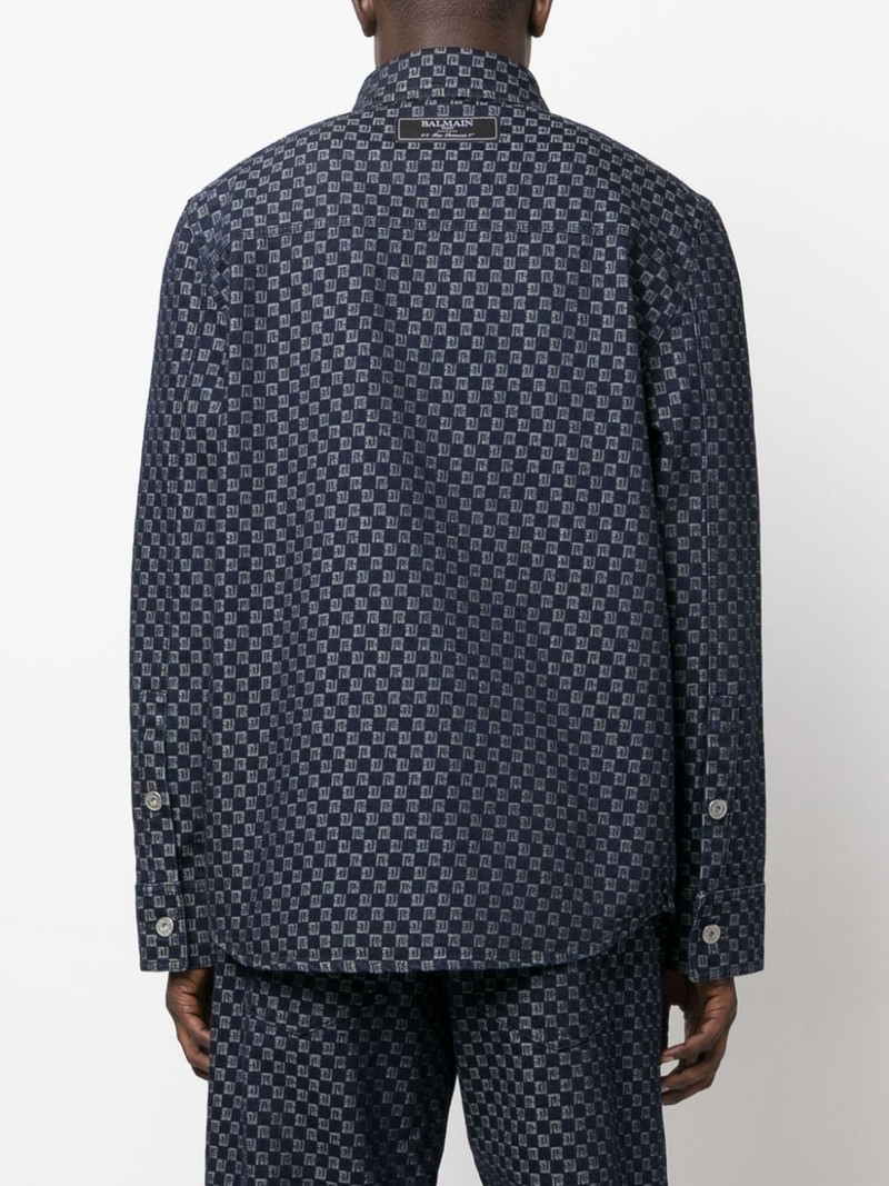 monogram-jacquard denim shirt 4
