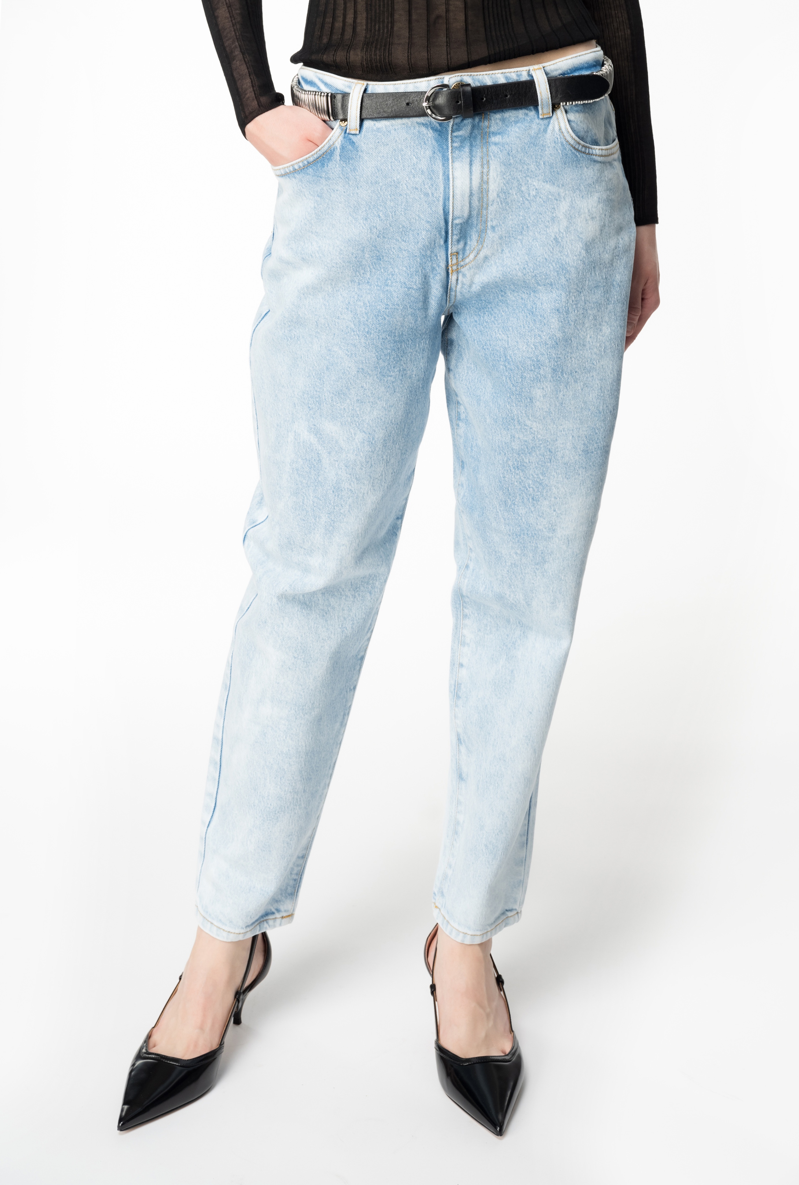 MOM-FIT JEANS IN OCEAN BLUE DENIM - 4