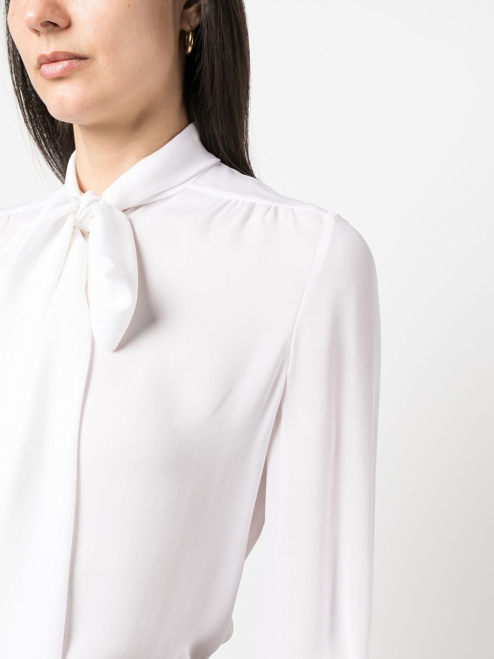 pussy-bow collar silk blouse - 5