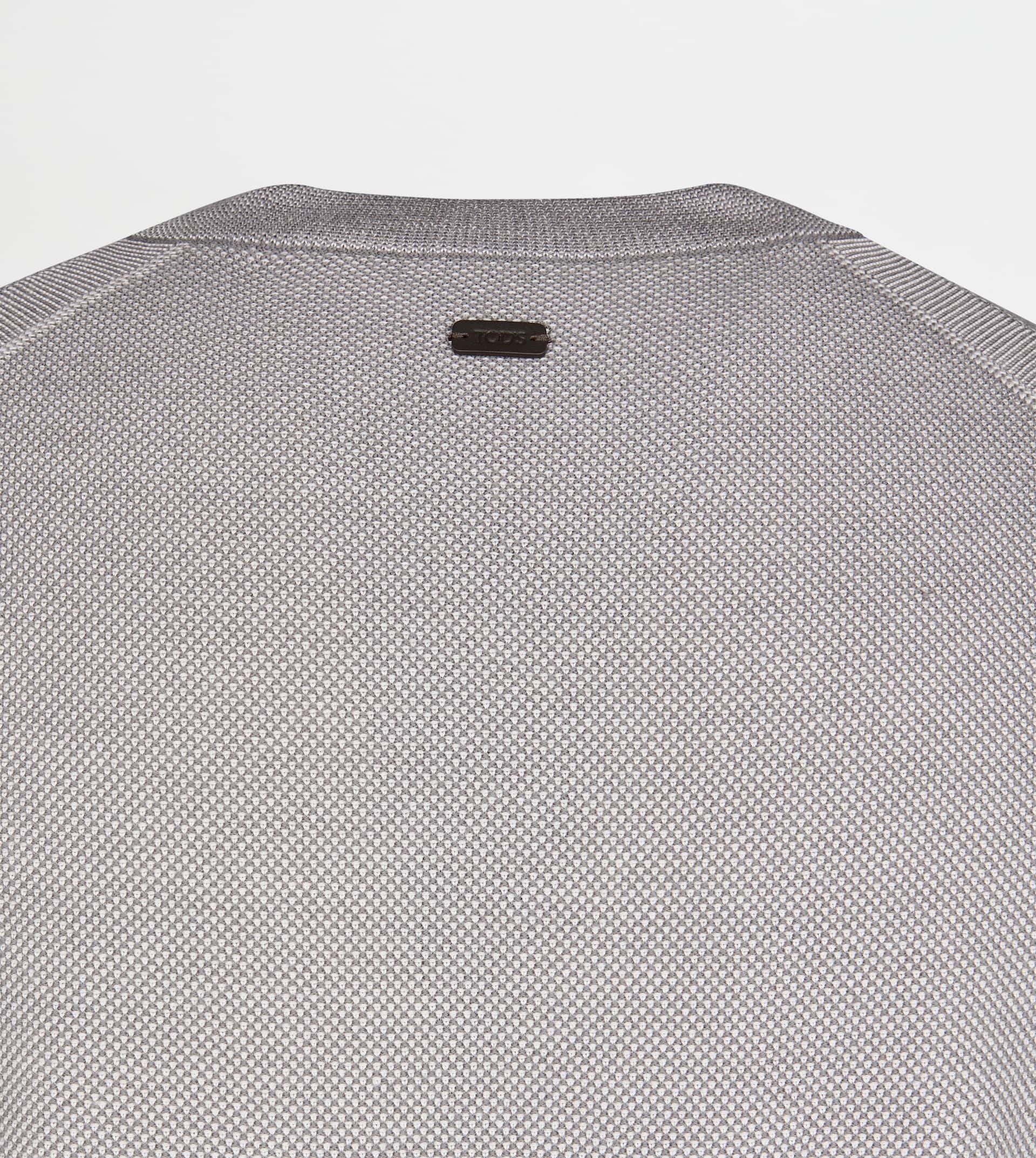 ROUND-NECK PULLOVER IN WOOL PIQUET - GREY - 8