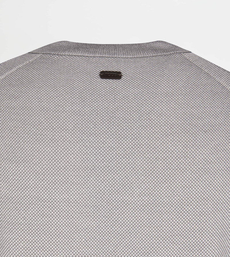 ROUND-NECK PULLOVER IN WOOL PIQUET - GREY 8